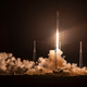 A SpaceX rocket carrying Starlink satellites a few seconds after launch on June 3, 2020.